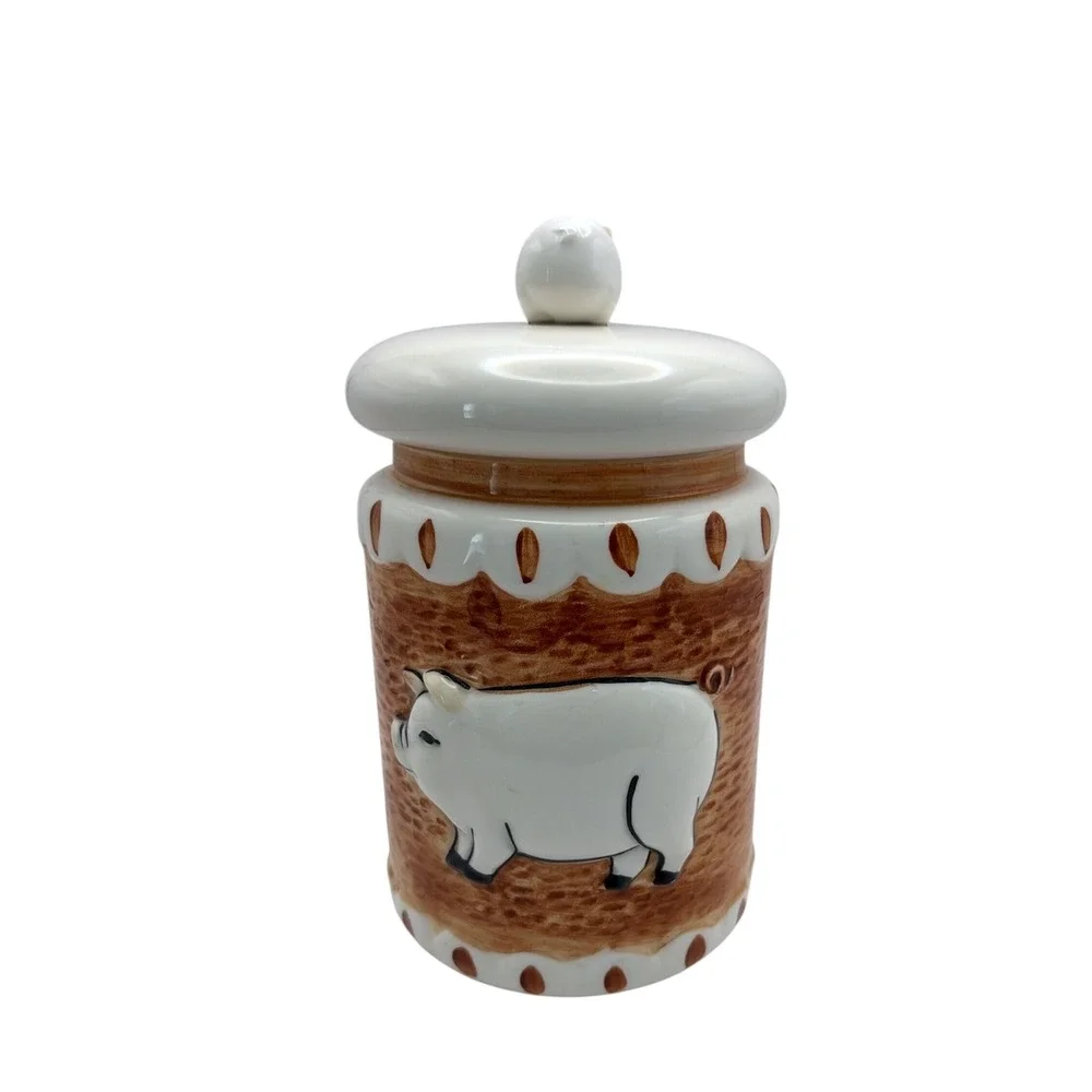 Vintage Sigma Towle Pig Kitchen Canister Ceramic Storage Jar Japan Farmhouse 8